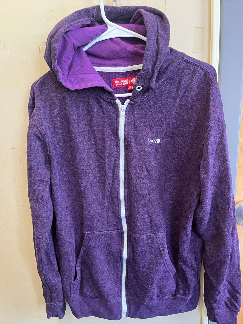 Vans Purple Zip Hoodie with White Zipper size medium